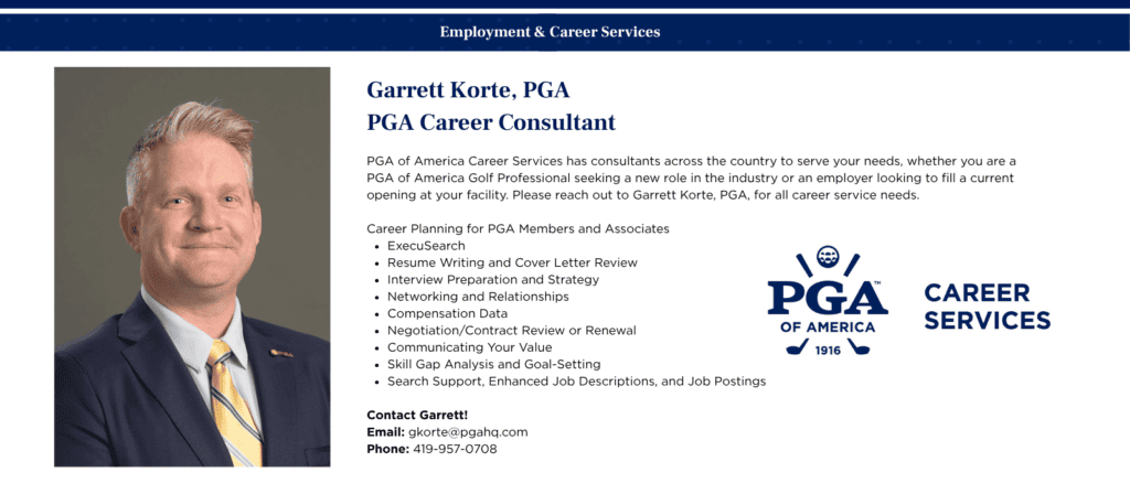 PGA of America Career Services Garrett Korte